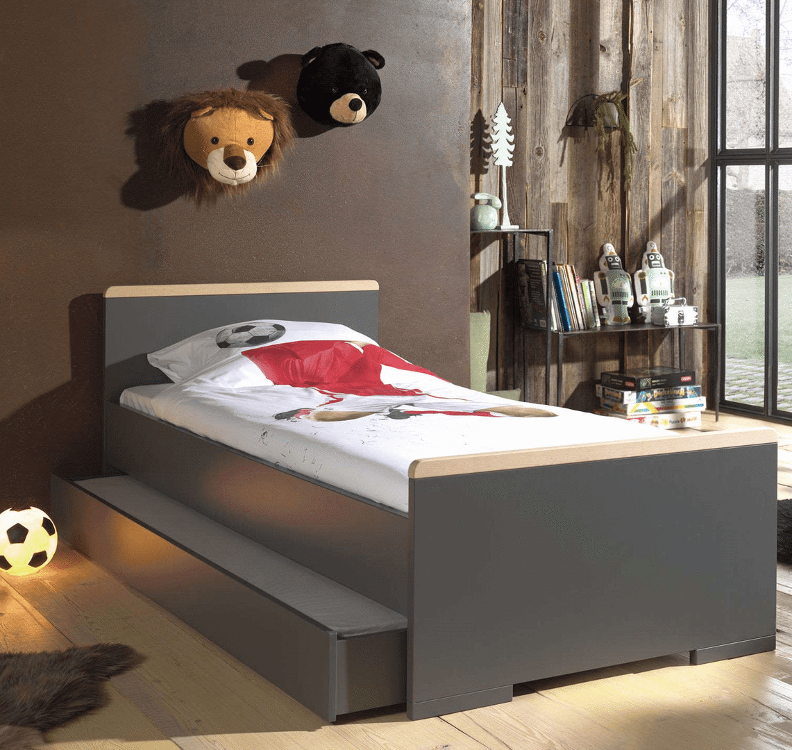 Bett London Anthrazit, mit Ausziehkasten 2