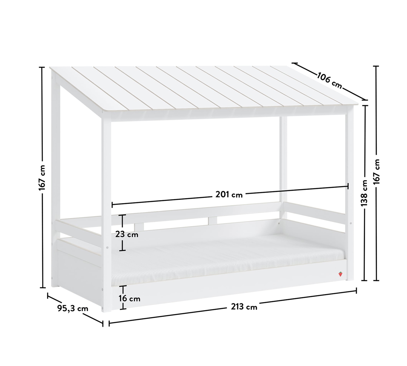 Hausbett Montes mit Dach Weiss 6