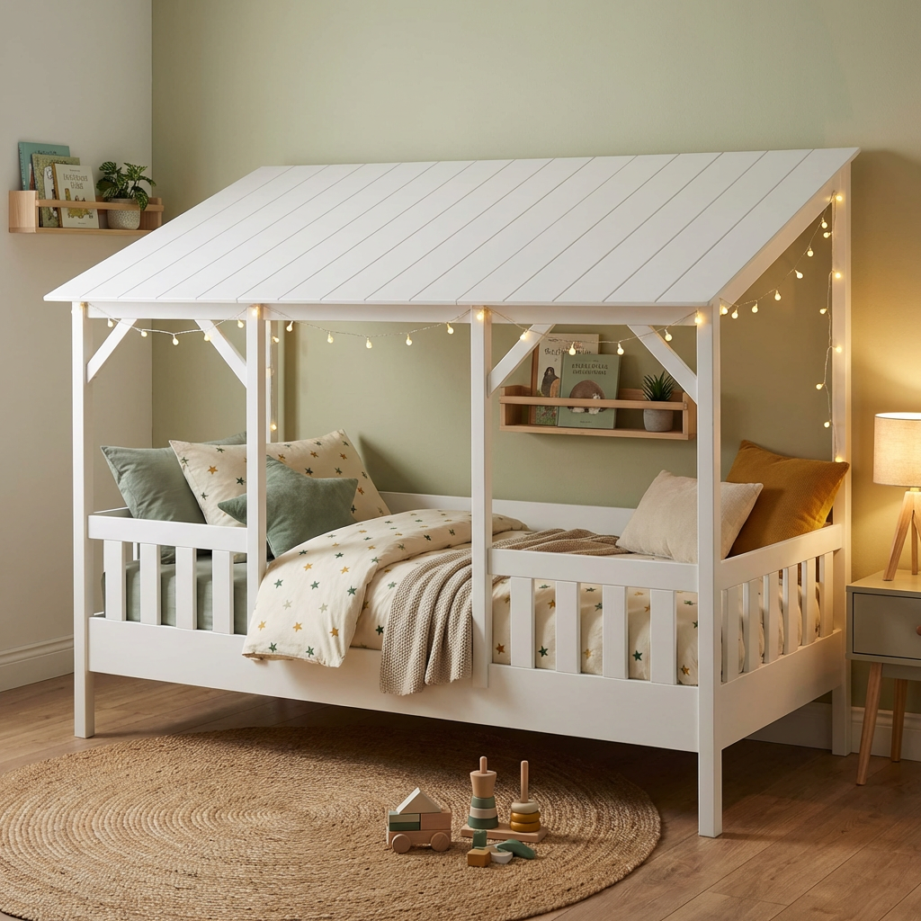 Hausbett mit Dach Weiss, Standard #2