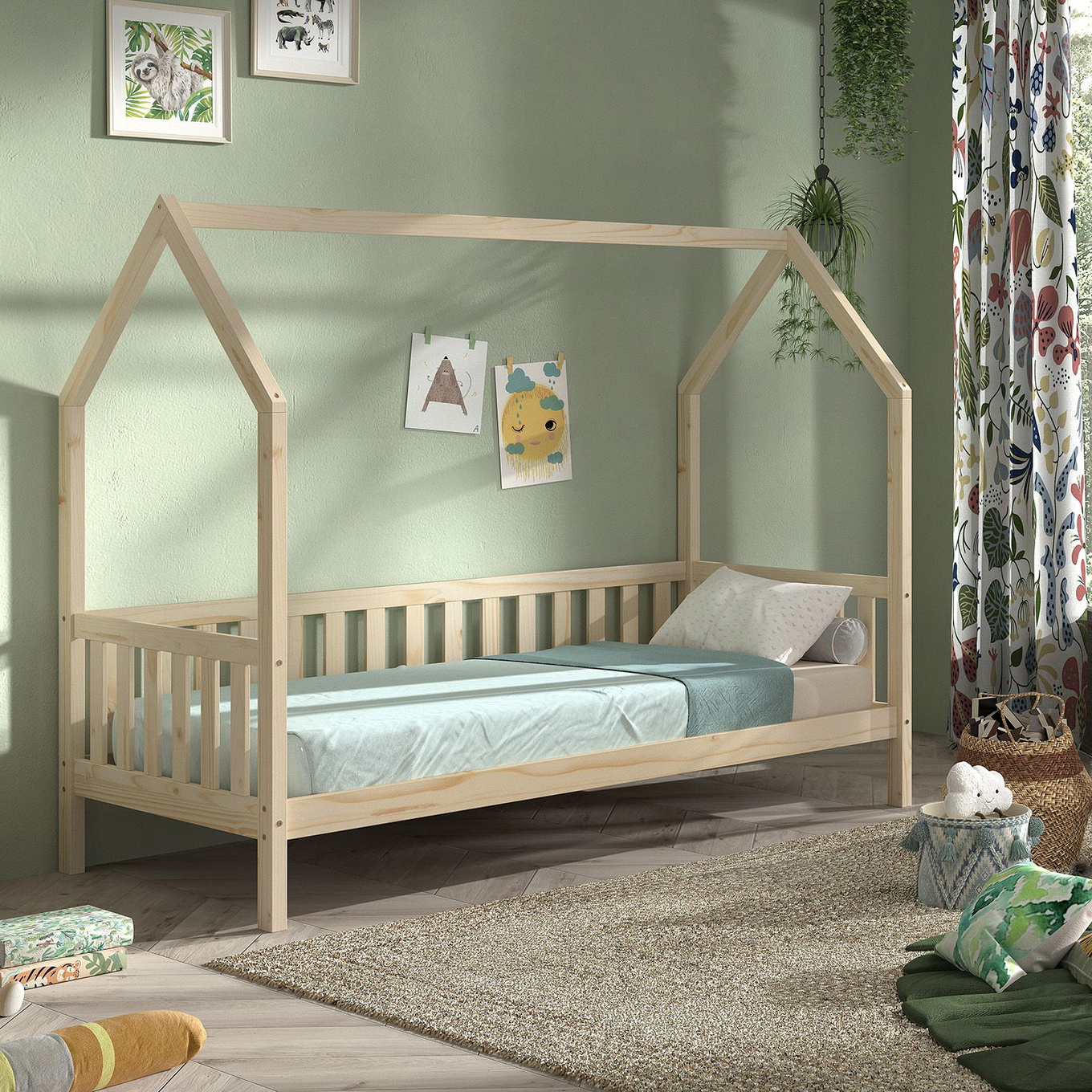 Hausbett Cabane mit Umrandung Natur #2