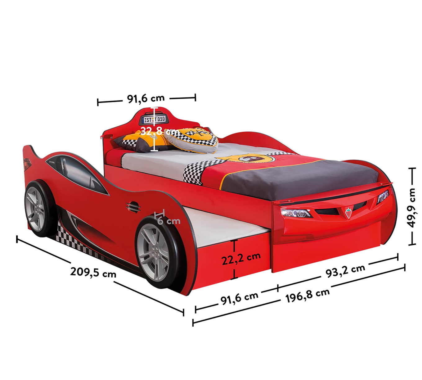 Autobett Coupe für 2 Rot 7