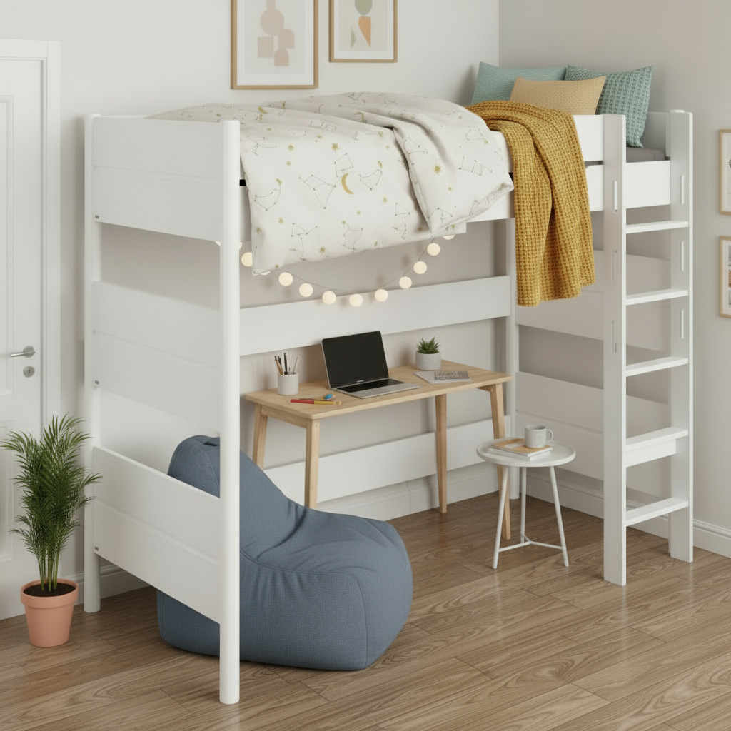 Hochbett Ylvie mit gerader Leiter, 90 x 200 cm 5