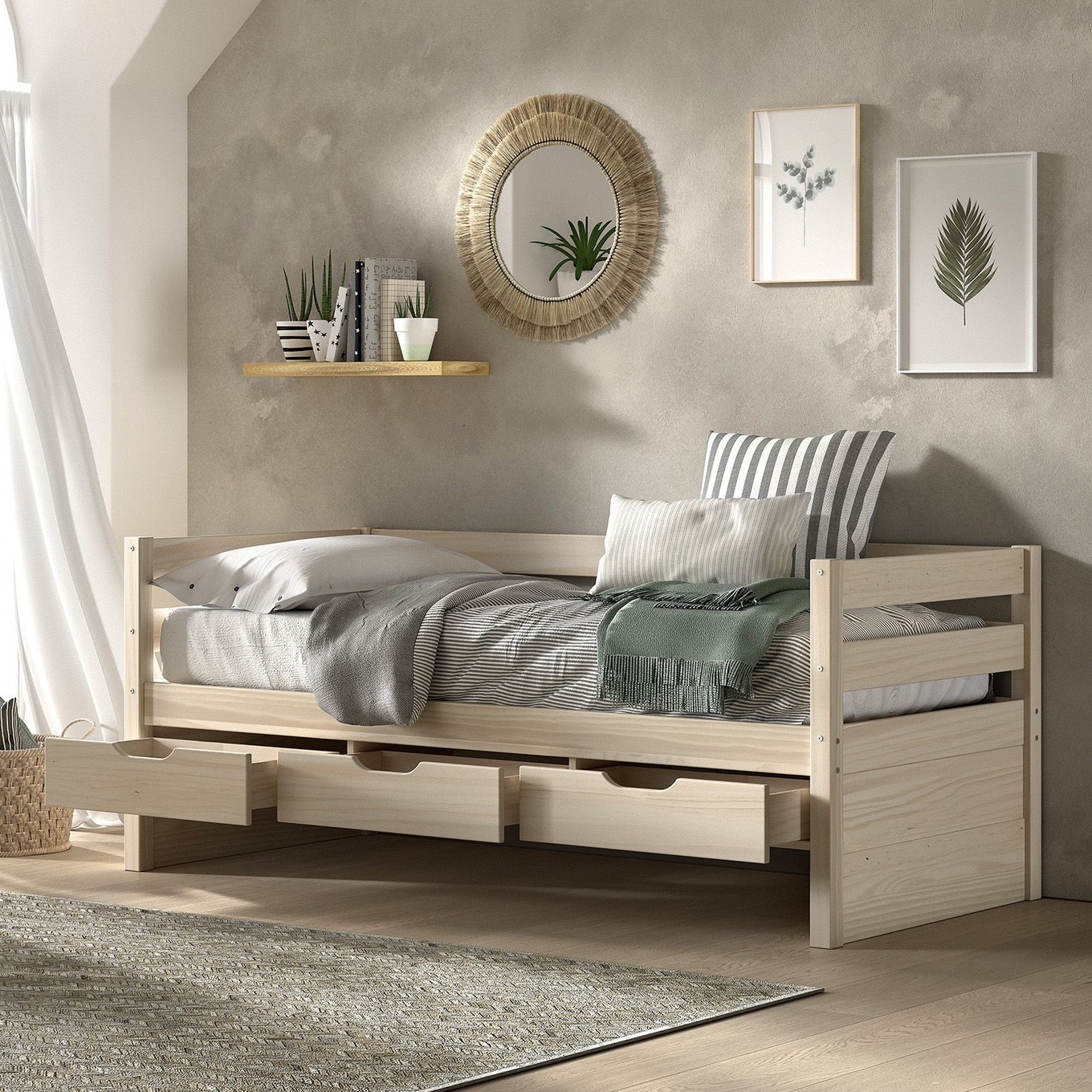 Kojenbett Margrit mit Schubladen Natur 3