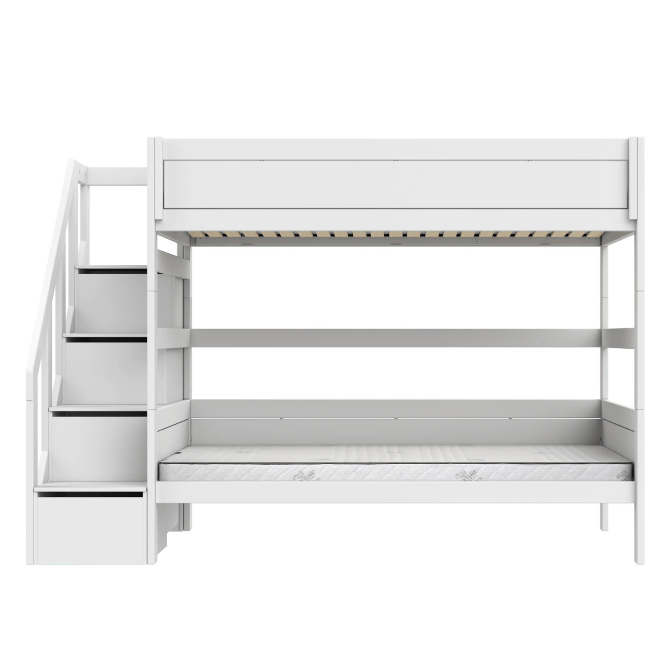 Etagenbett mit Treppe 120x200cm Weiss, Rollrost 2