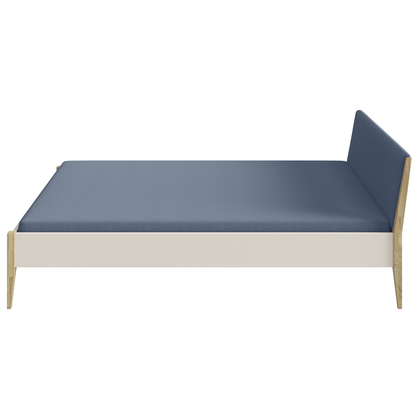 Bett Stiene mit gepolstertem Betthaupt Beige Tintenblau, 120 x 200 cm 3