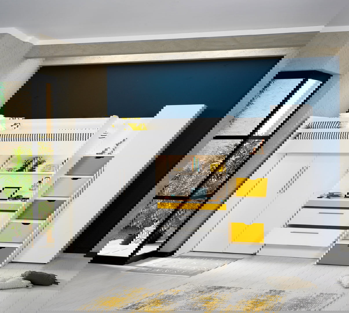 Hochbett Neo mit Treppe Gelb 3