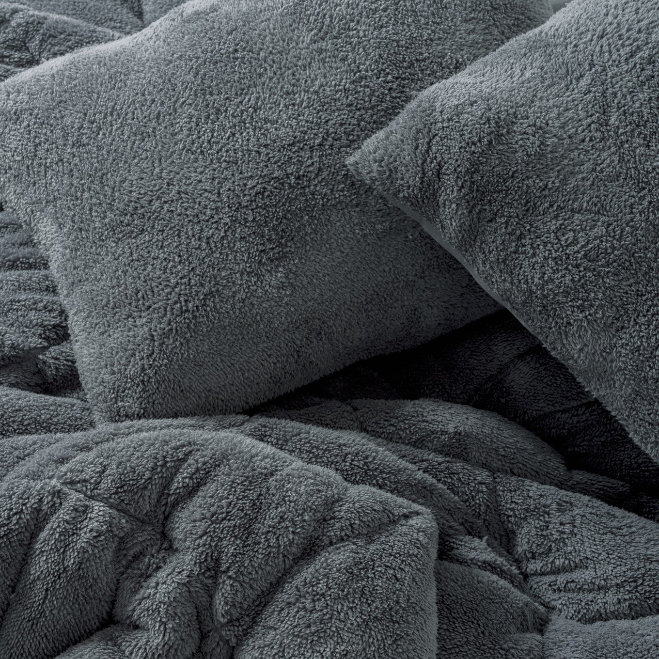 Duvet und Kissen Set Teddy 155x215 - 50x70cm Grau 3