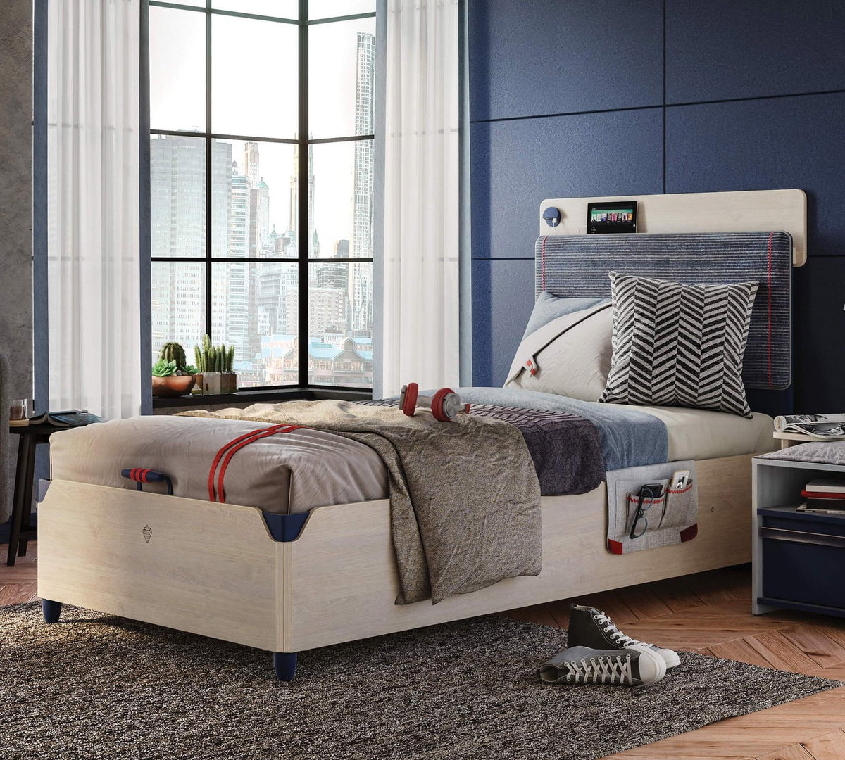 Bett Trio Line, mit Stauraum, 100 x 200 cm 2