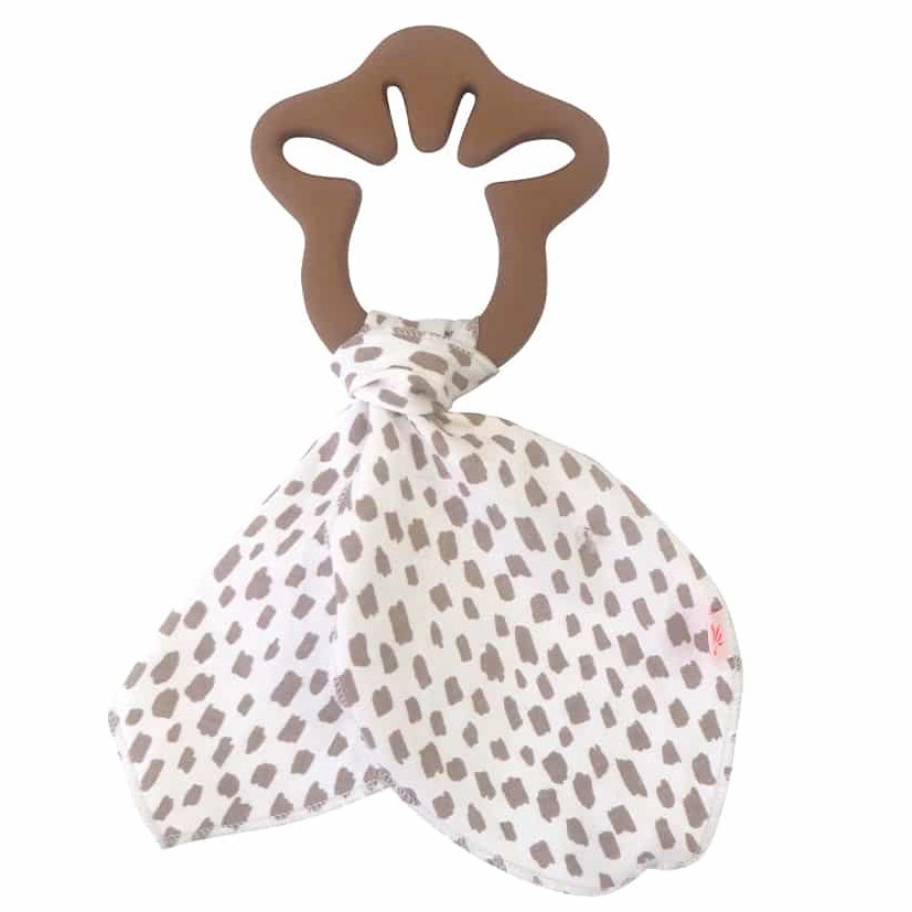 Kautschuk-Beissring Giraffe mit Schmusetuch 1