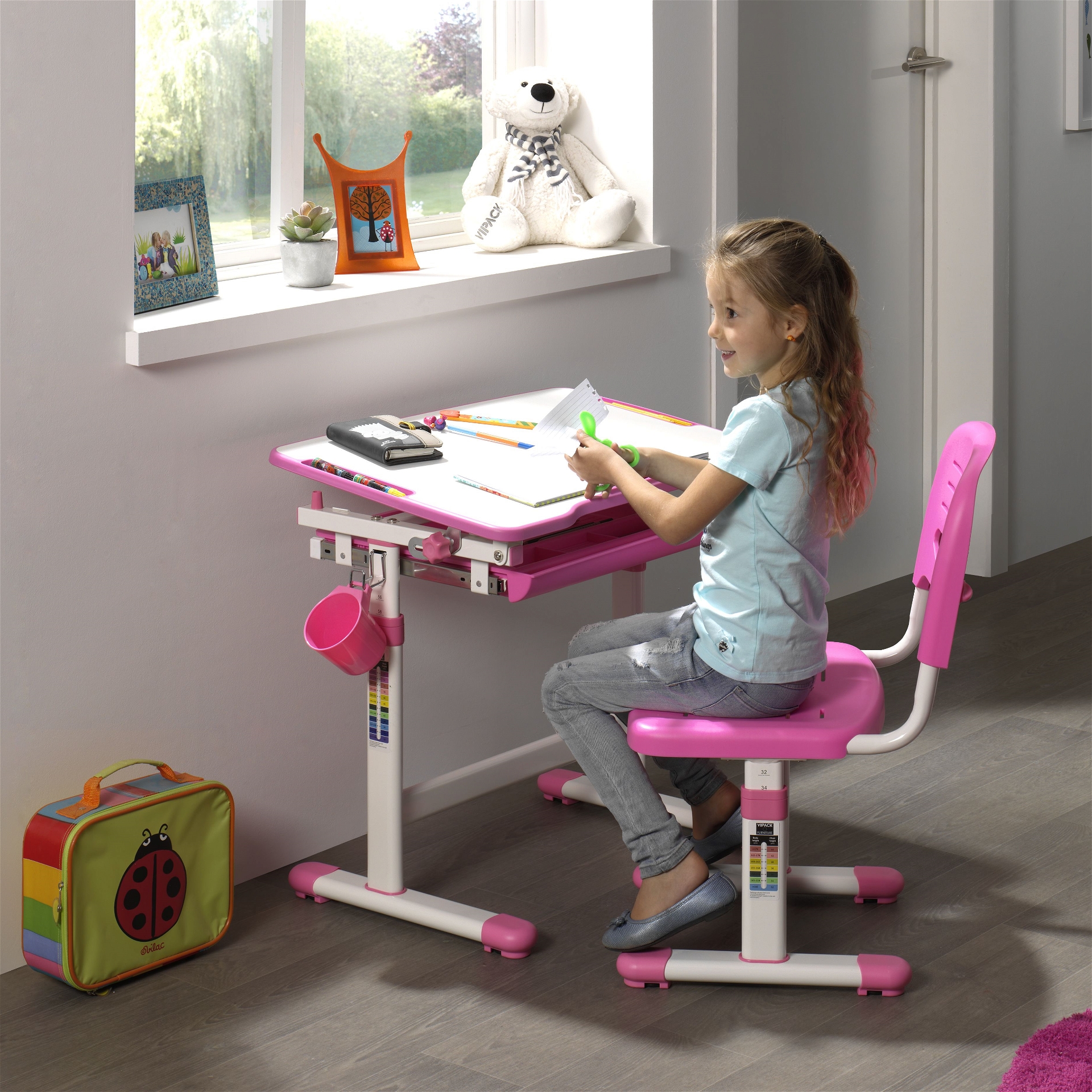 Schreibtisch Set Comfortline Weiss Pink 2