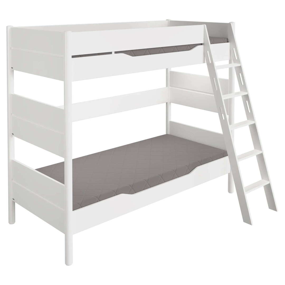 Hohes Etagenbett Ylvie mit Schrägleiter, Weiss, 90 x 200 cm 1