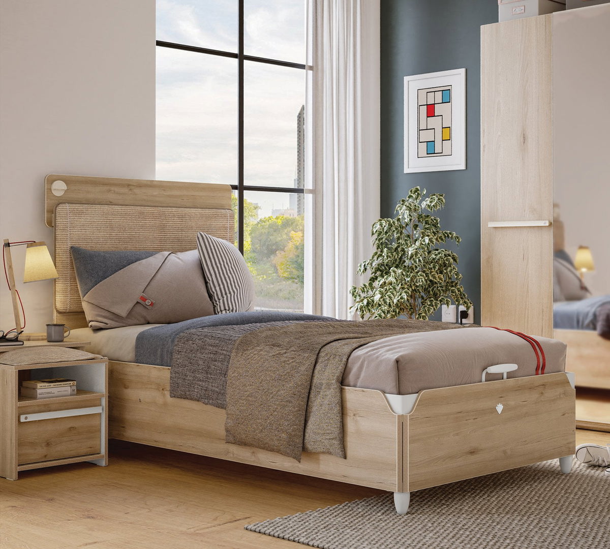 Bett Duo mit Stauraum, Line, 100 x 200 cm 2