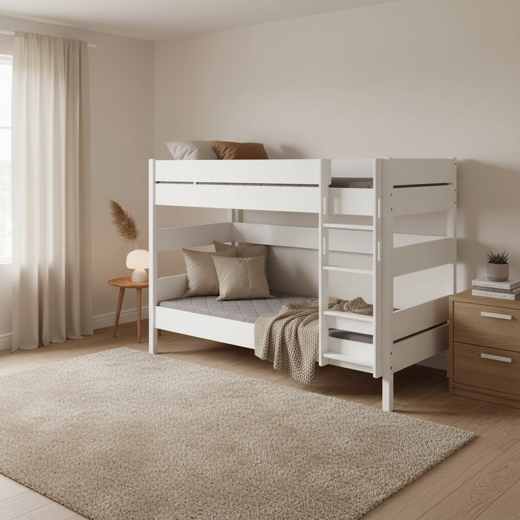 Etagenbett Tiago Weiss, mit gerader Leiter, 90 x 200 cm 3