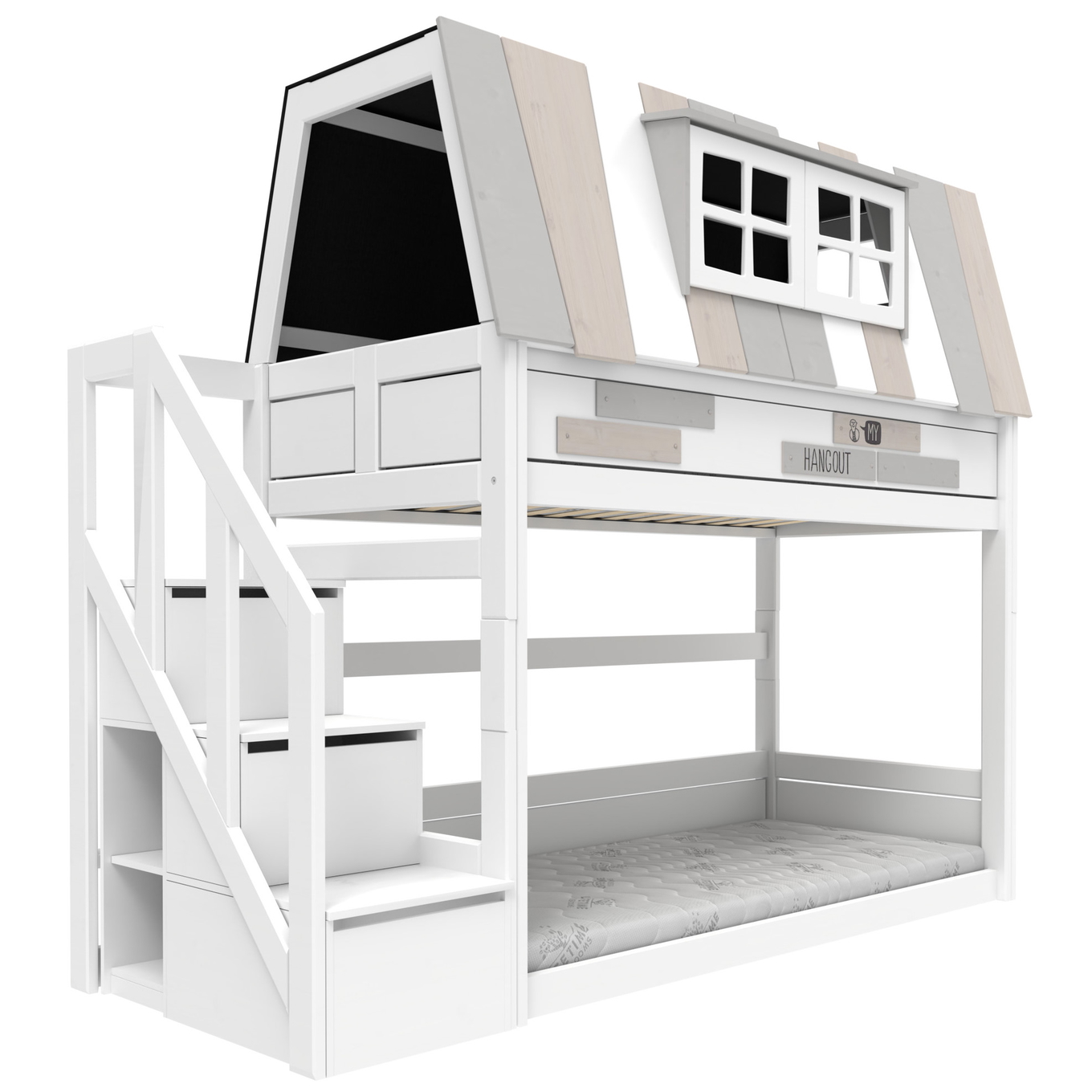 Niedriges Etagenbett My Hangout Weiss, Deluxe Lattenrost 1