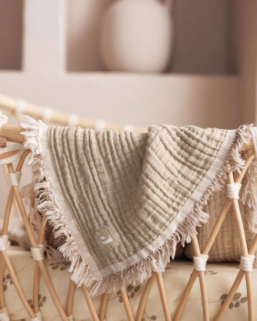 Babydecke Fringe Olive 8