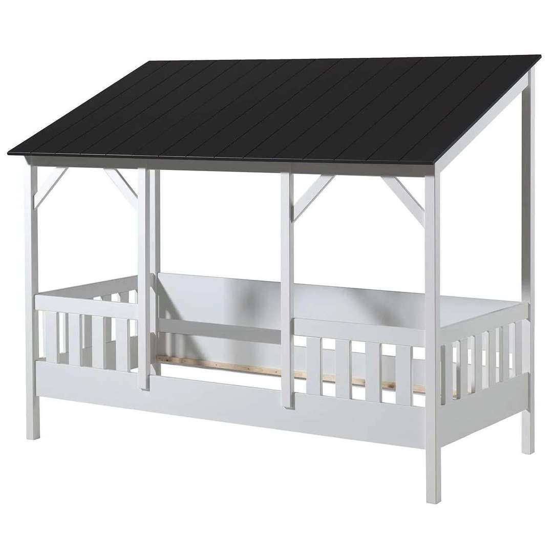 Hausbett mit Dach Schwarz, Standard 1