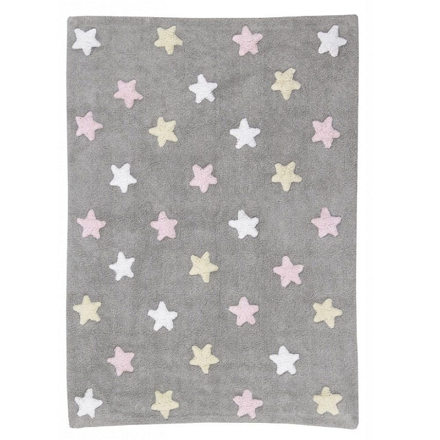 Teppich Stars Grau, Pink