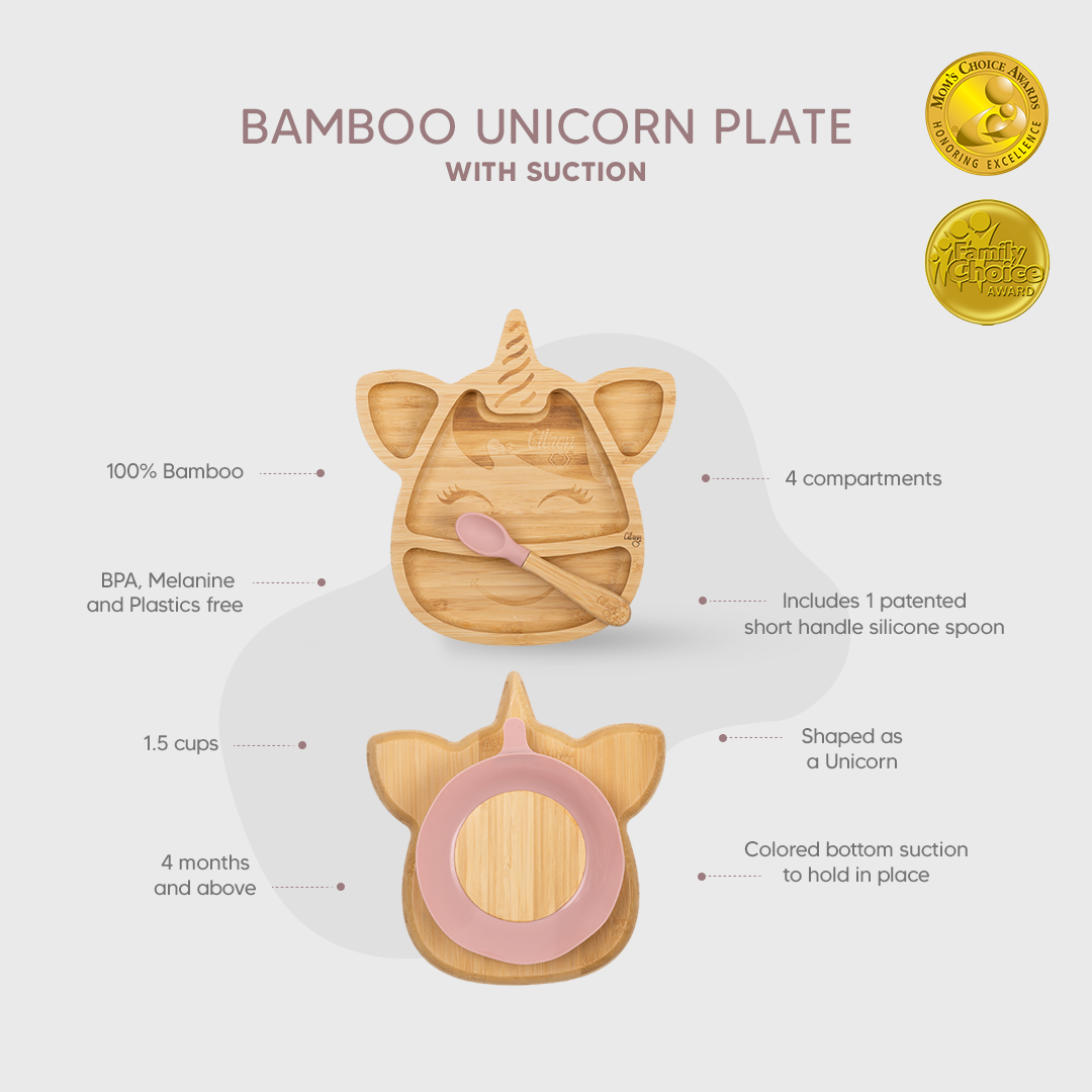 Bamboo Teller Unicorn mit Saugnapf 6