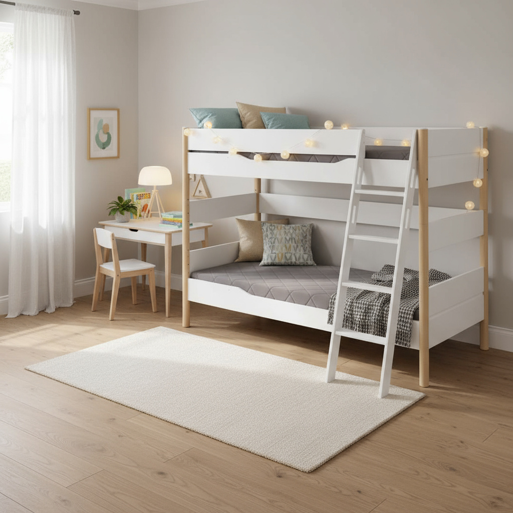 Etagenbett Ylvie mit Schrägleiter, Birke, 90 x 200 cm 2