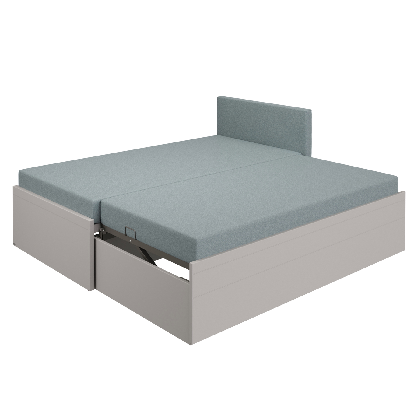 Bett Flynn mit gepolstertem Betthaupt Grau, Aschblau 3