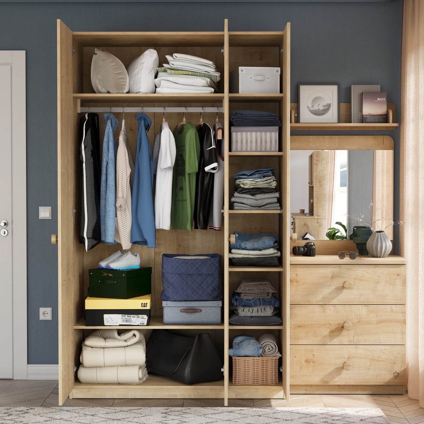 Kleiderschrank Mocha 3-türig 3