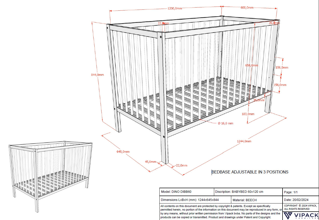 Babybett Dino 60 Holz 6