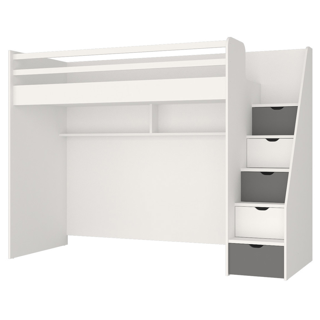Hochbett Neo mit Treppe Grau 1