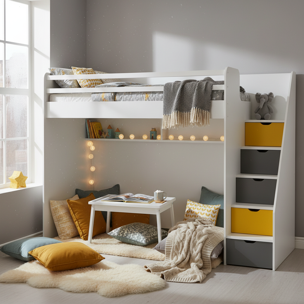 Hochbett Neo mit Treppe Gelb 4