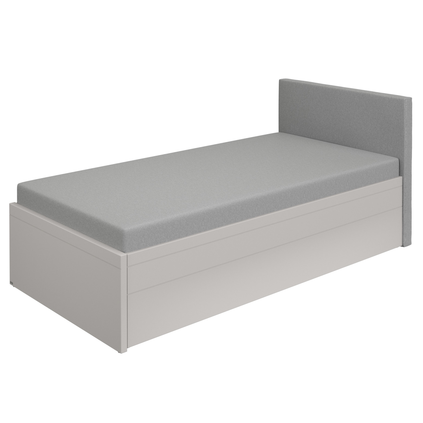 Bett Flynn mit gepolstertem Betthaupt Grau, Steingrau