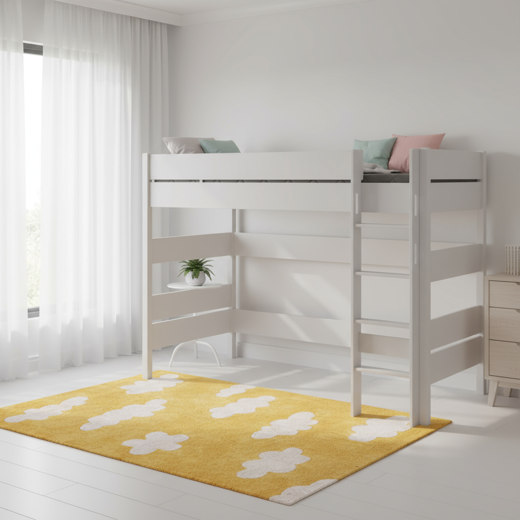 Mittelhohes Bett Tiago Grau, mit gerader Leiter, 120 x 200 cm #2