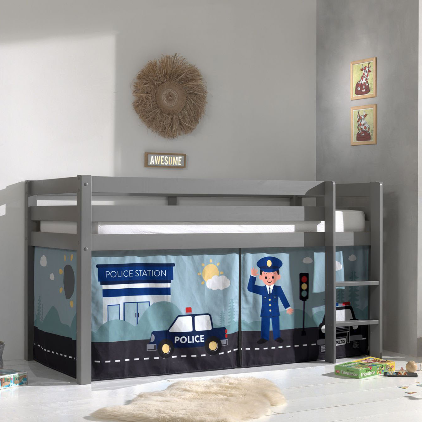 Halbhohes Bett Police Grau 2