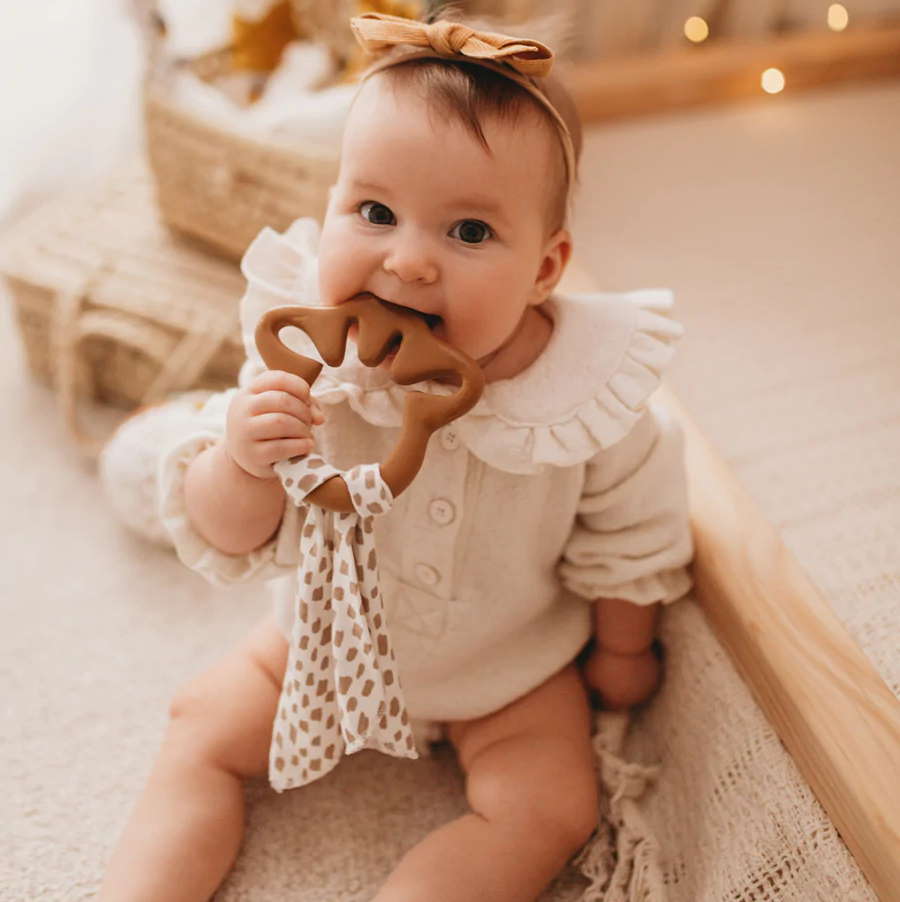 Kautschuk-Beissring Giraffe mit Schmusetuch 2