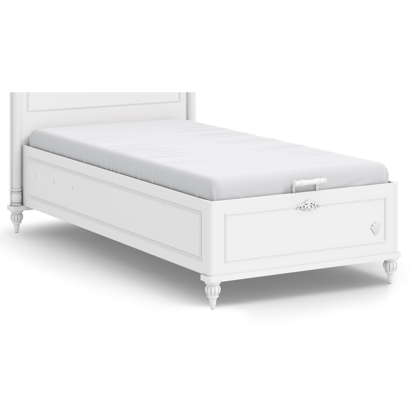 Bett Romantic ohne Kopfteil mit Stauraum, 100 x 200 cm 1