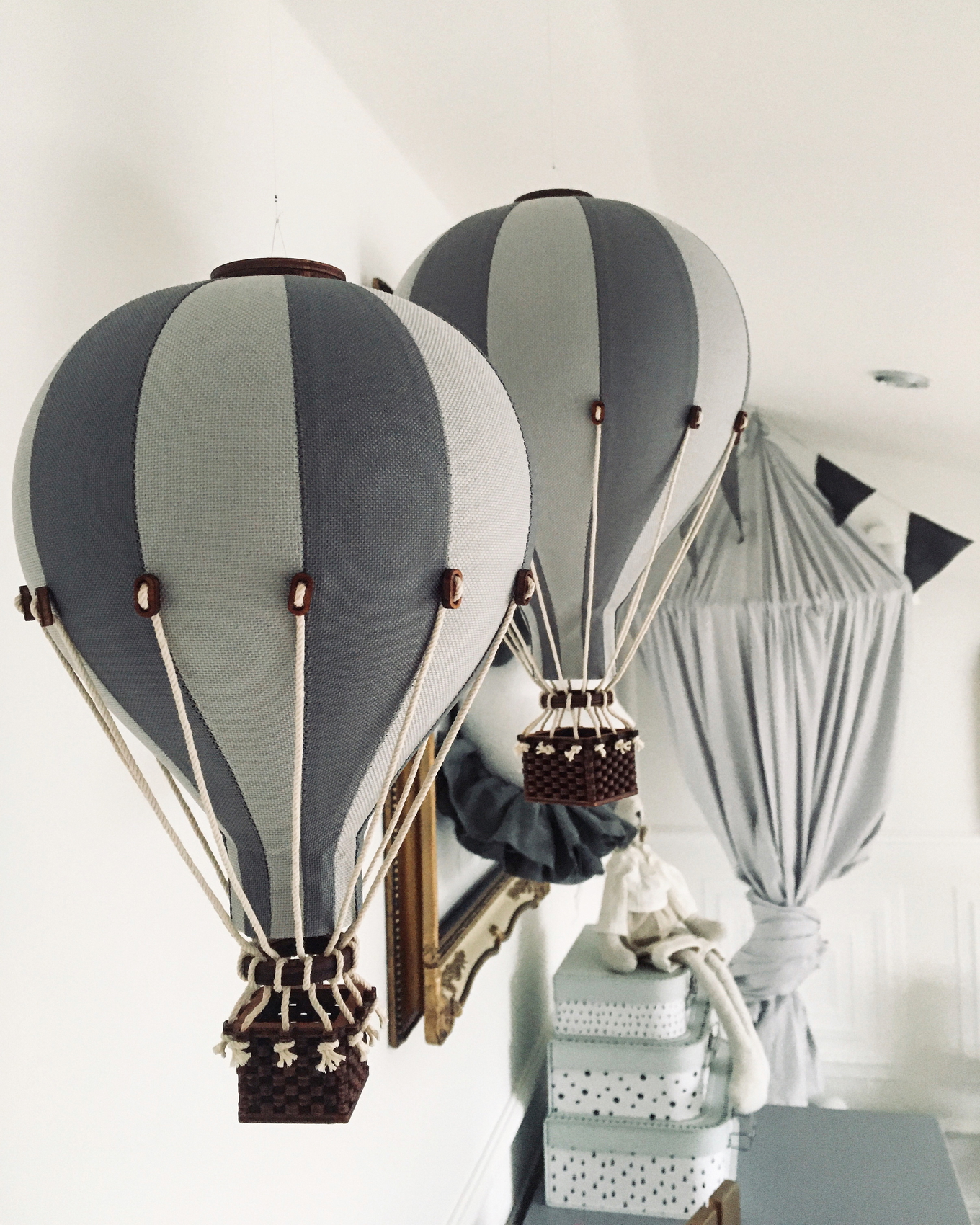 Deko Heissluftballon Weiss Dunkelgrau M 3