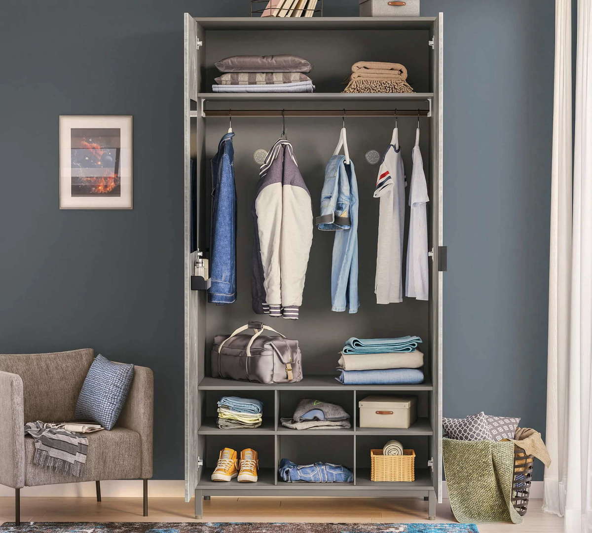 Kleiderschrank Space Gray 2-türig 4