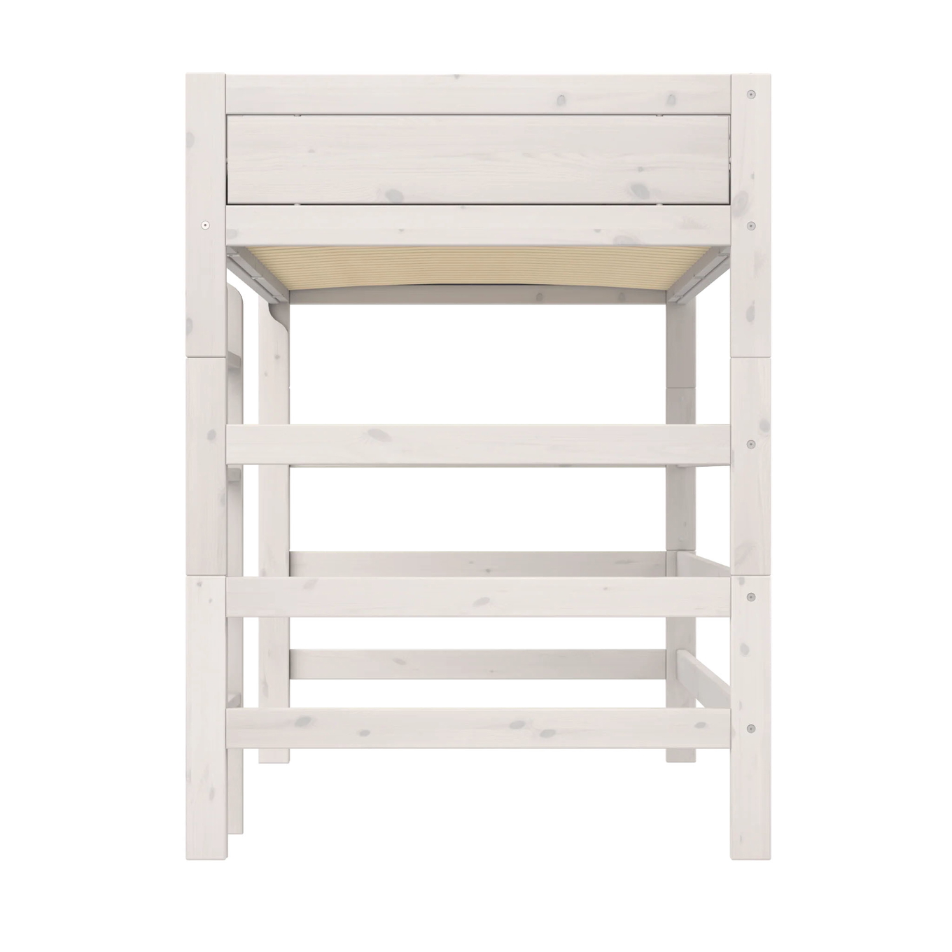Hochbett 120 Lifetime mit gerader Leiter Weiss lasiert, Rollrost 4