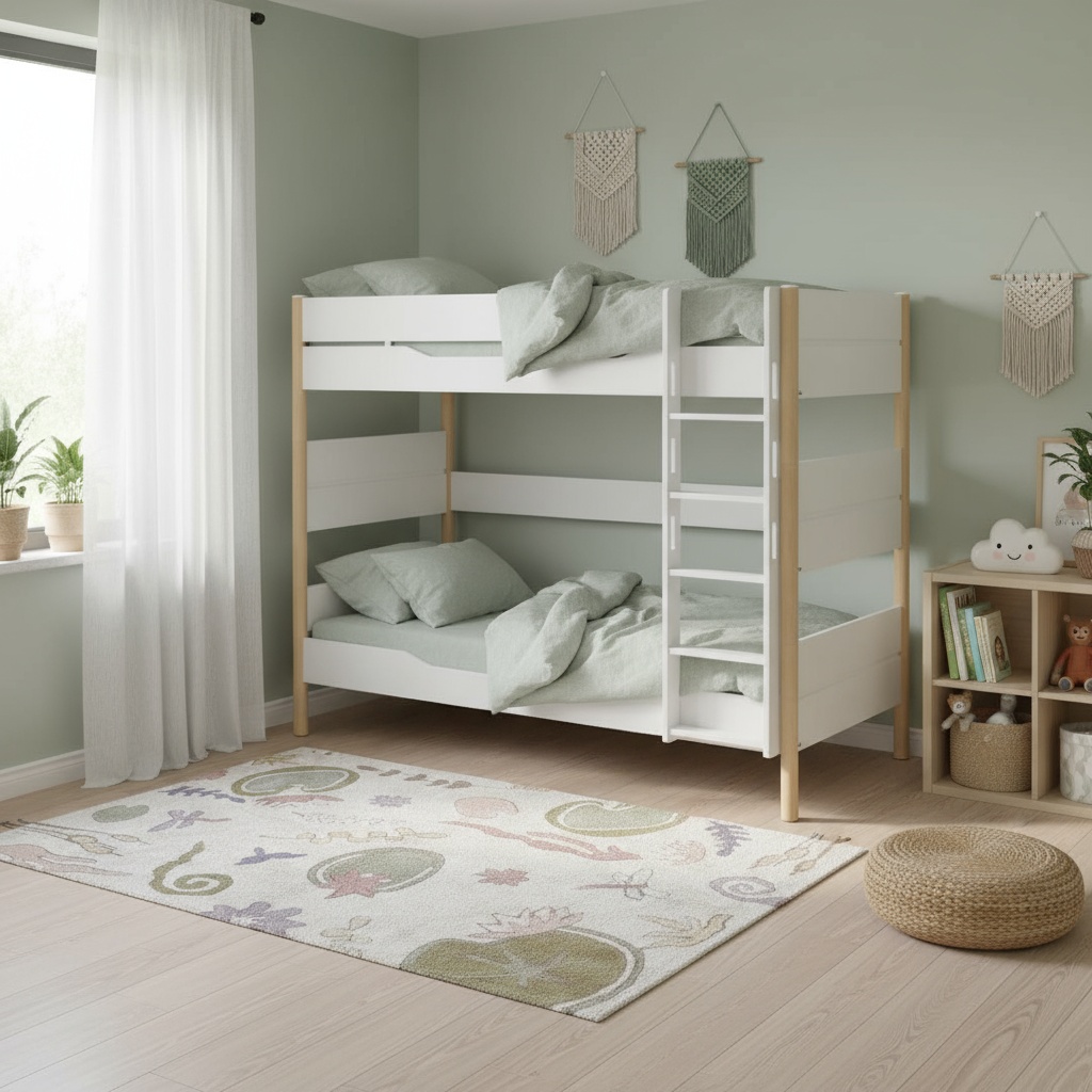 Hohes Etagenbett Ylvie Birke, mit gerader Leiter, 90 x 200 cm 4