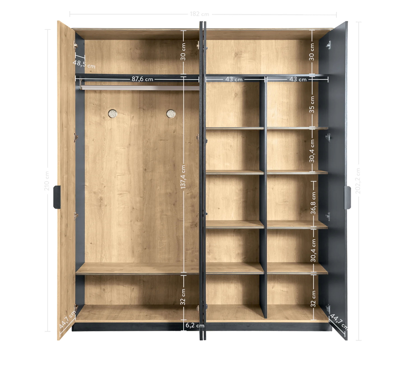 Kleiderschrank Black 4-türig mit Spiegel 4