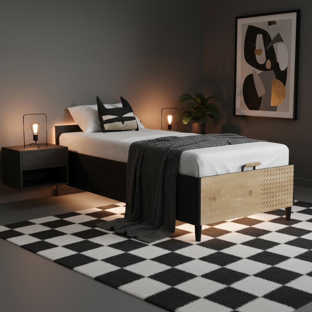 Bett Black ohne Kopfteil mit Stauraum, 100 x 200 cm 5