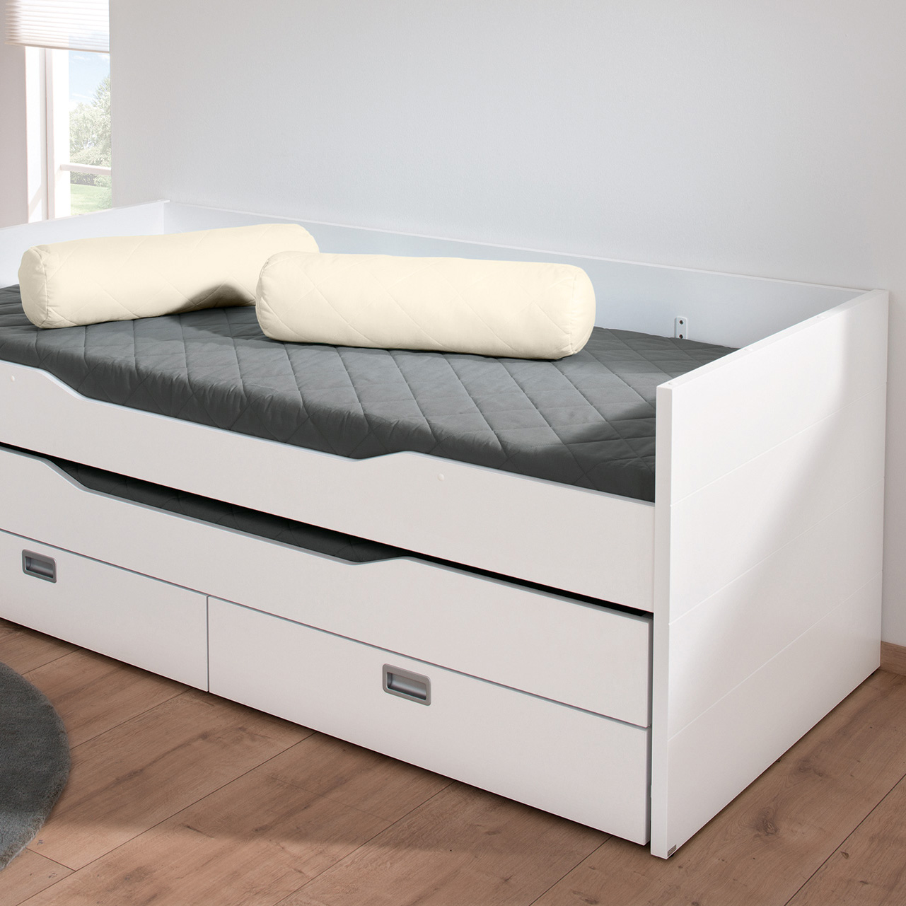 Kissenrolle aus Baumwolle Beige