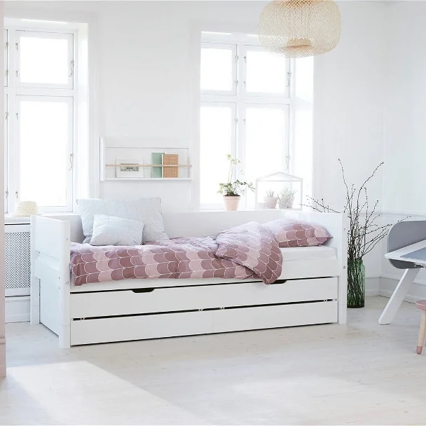 Bett White mit Ausziehkasten, mit Schubladen 3