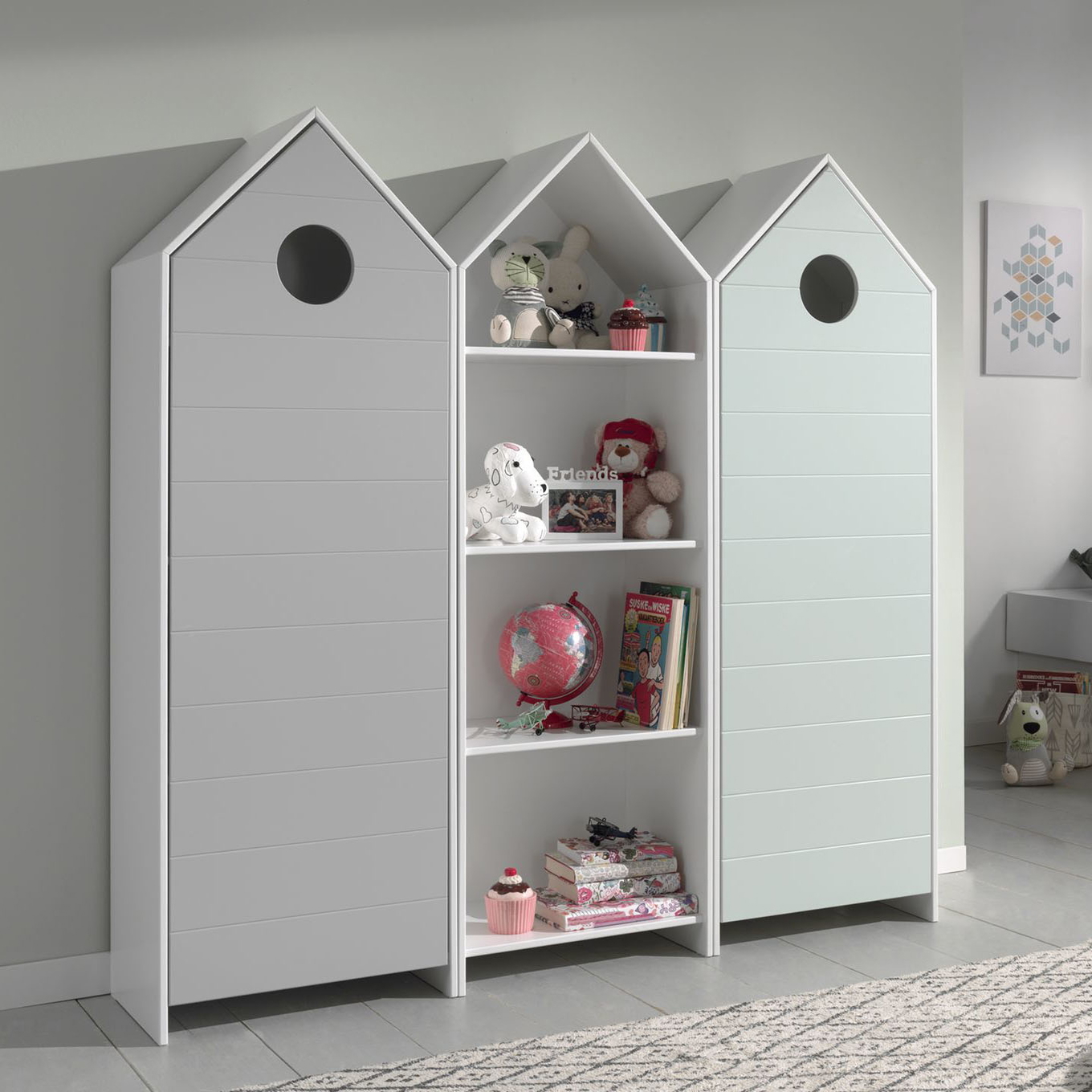 Regalschrank Casami 3-teilig Set Mint, Grau 2