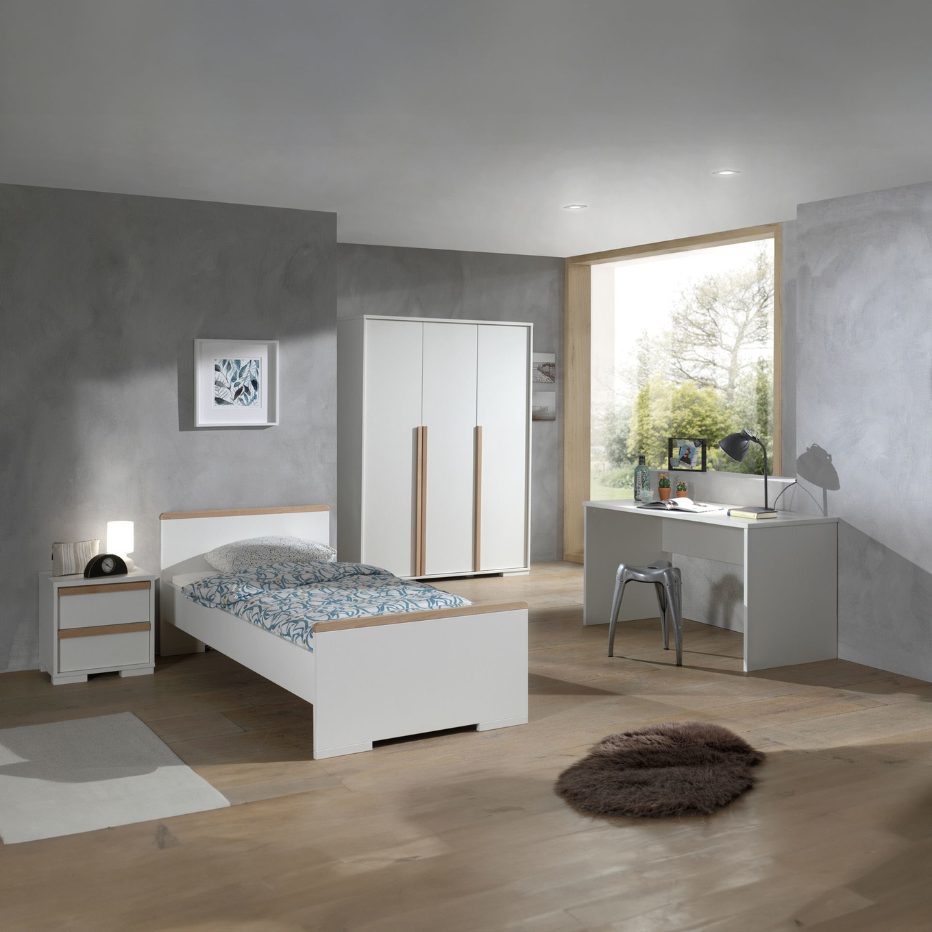 Kinderzimmer London 4-teilig Set inkl. Schreibtisch Weiss, 3 2