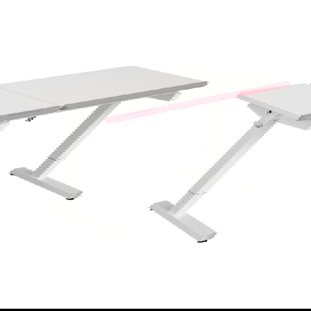 Schreibtisch Teenio 130 GT Weiss Platte Links Weiss, Rosa 1