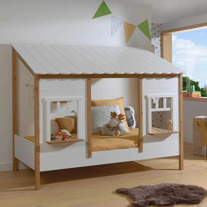 Hausbett mit Dach Kiefer 2