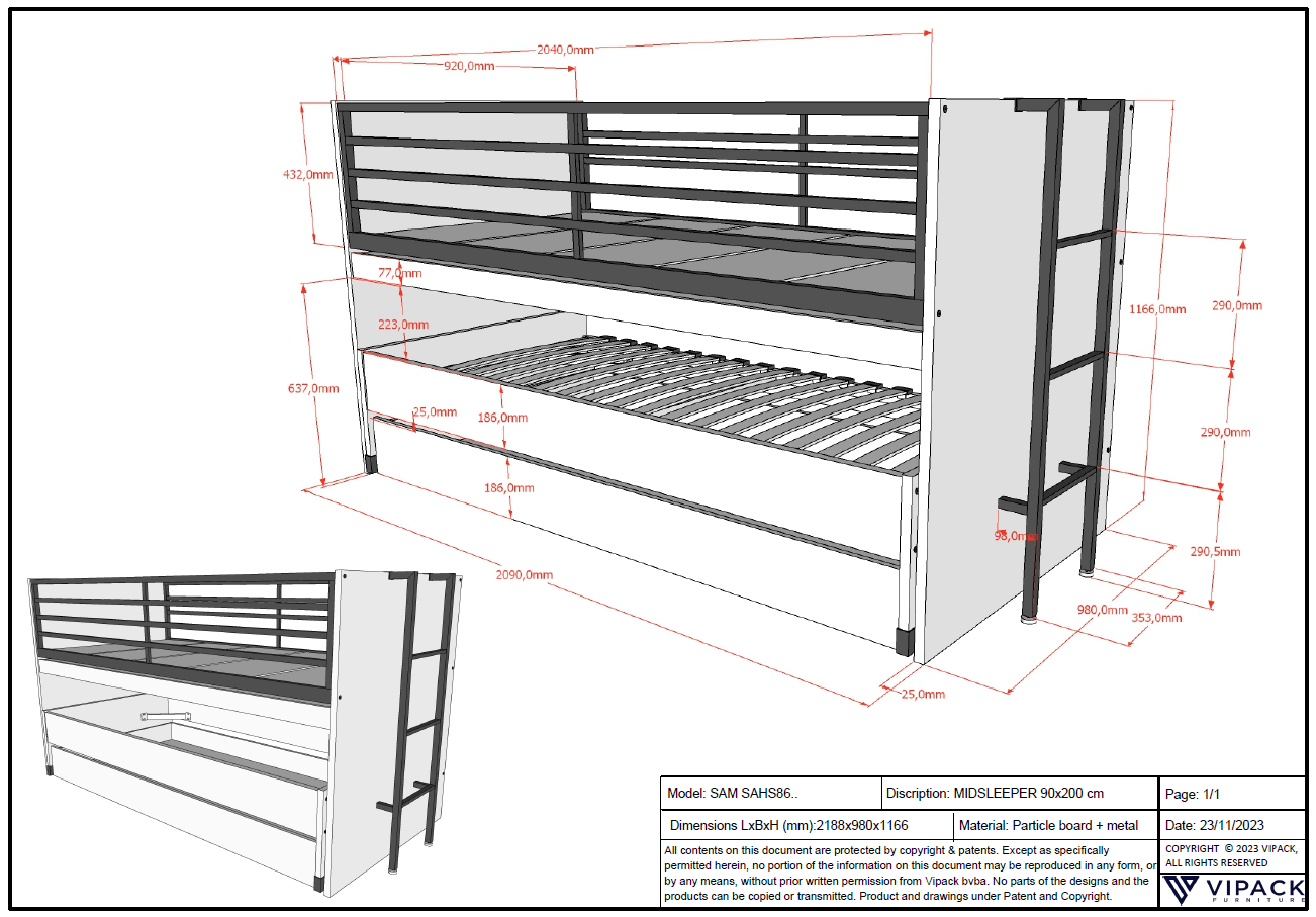 Etagenbett Sam mit viel Funktion Holz 7