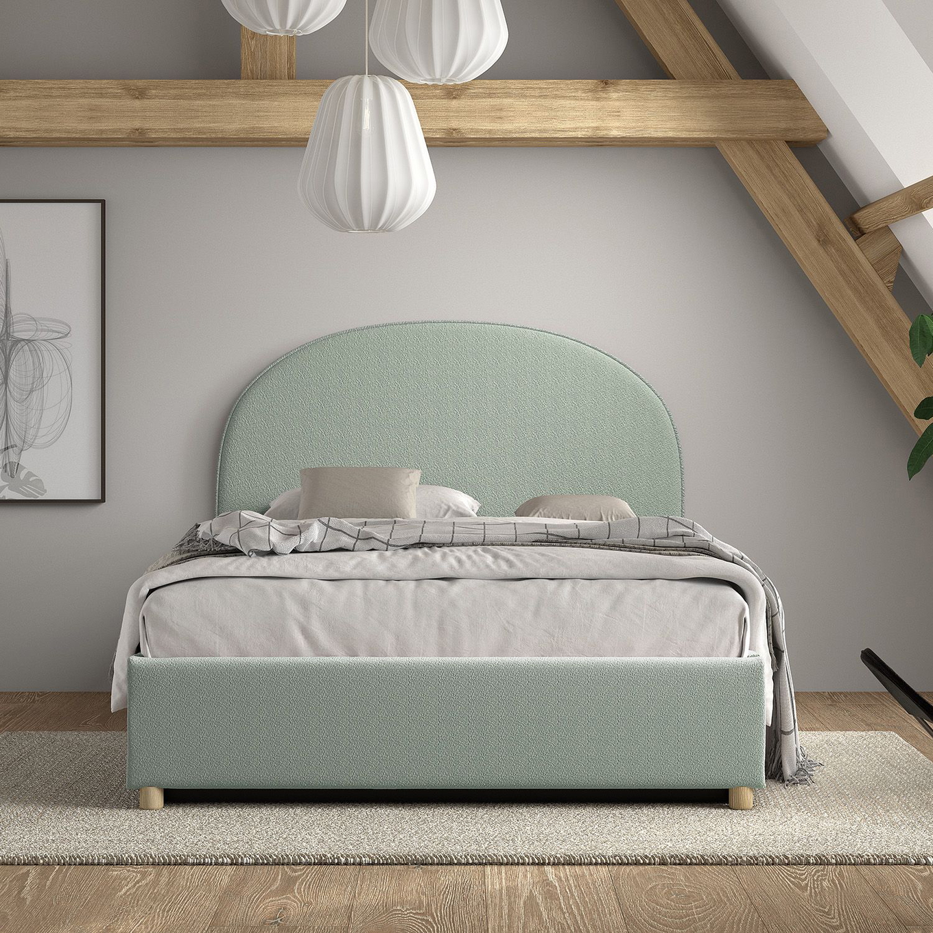 Bett Moon mit Stauraum Mint, 140 x 200 cm 4