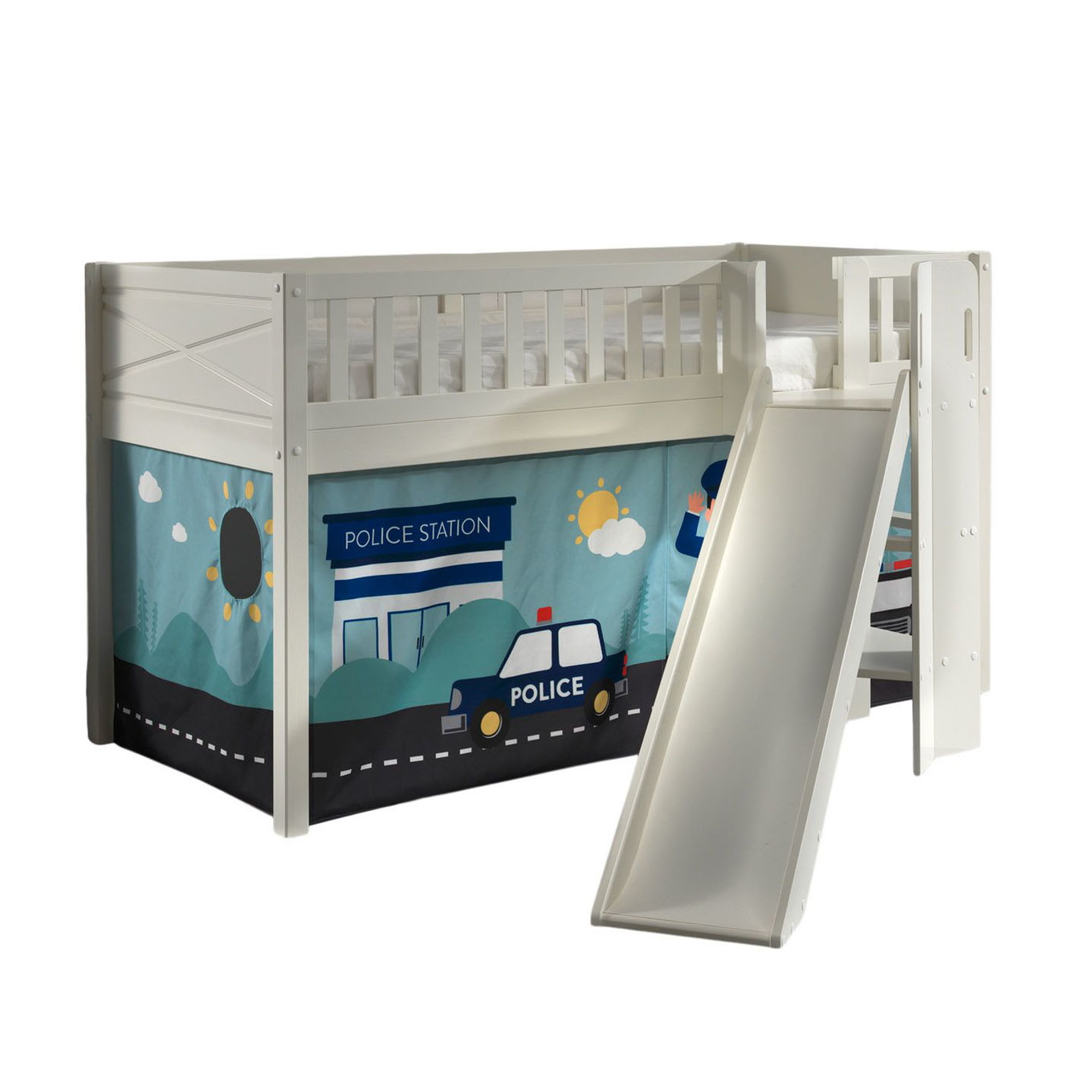 Halbhohes Bett Scott Police mit Rutsche