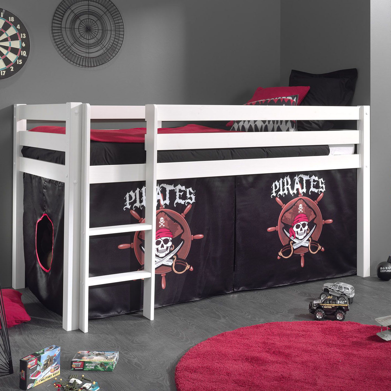 Halbhohes Bett Pirates Weiss 2
