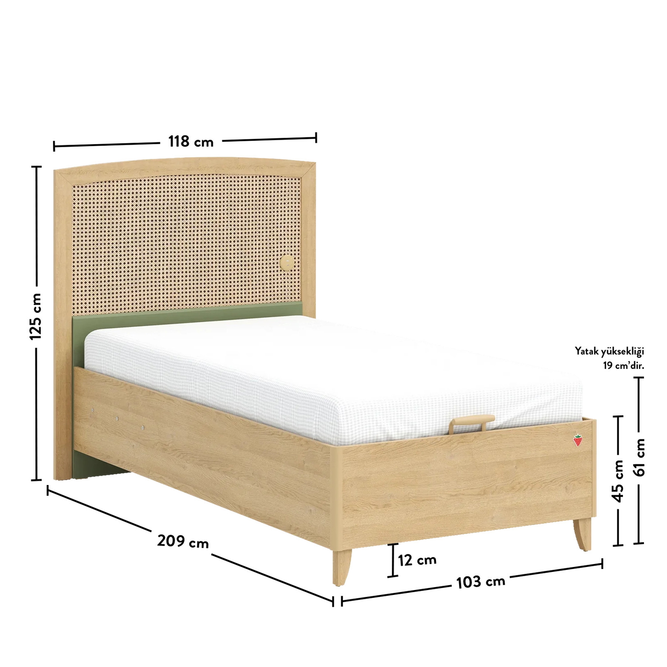 Bett Loof mit Stauraum, mit Kopfteil, 100 x 200 cm 4